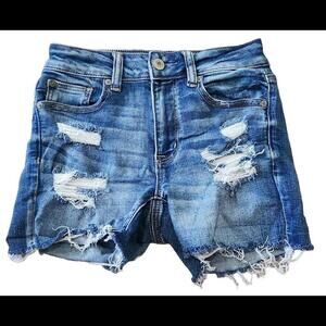 American Eagle Next Level Stretch Hi Rise Shortie Size 2 Distressed